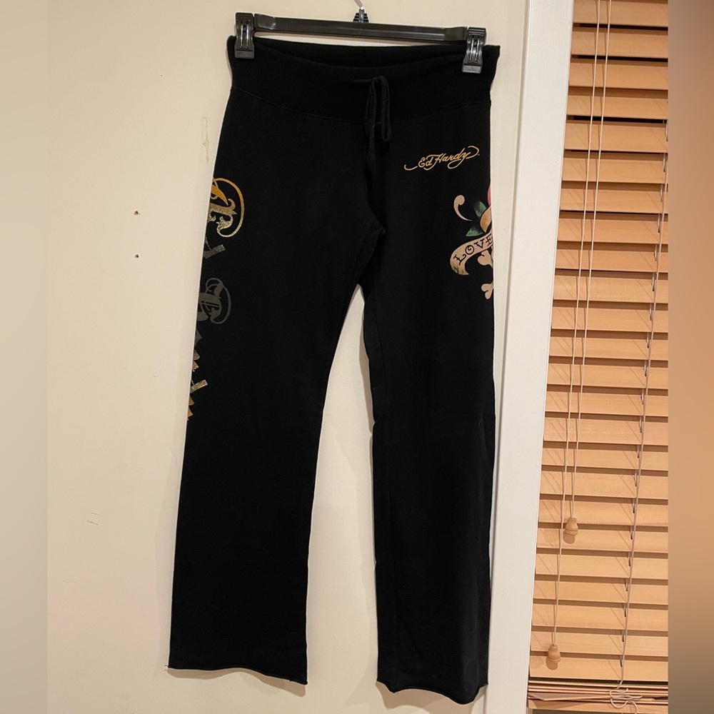 Black EdHardy ChristianAudigier sweatpant jogger Y2K bottoms pants vintage retro